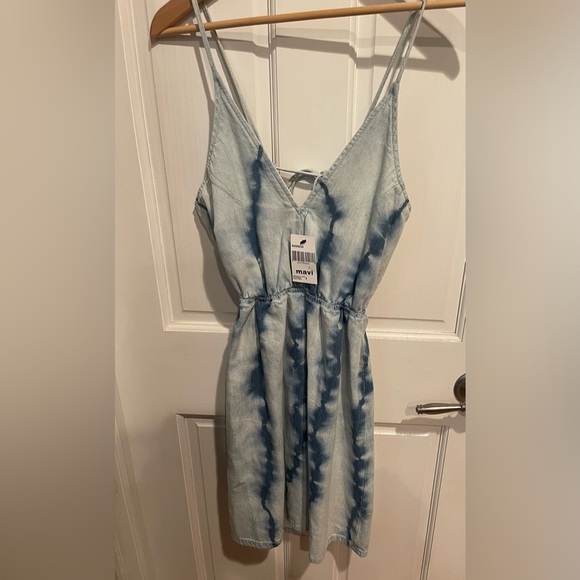 Mavi Blue and White (Denim Like) Tie-Dye 100% Cotton Dress S - Picture 1 of 5